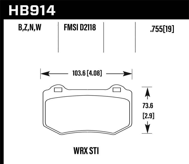 Hawk 2018 Subaru WRX STI DTC-30 Rear Brake Pads